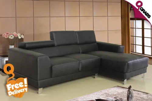 For QR1999, Get Cozy with a Two-Seat Sofa with Chaise Lounge - Black or White Color - FREE Delivery! (QR3999 Value)